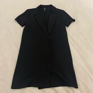 Zara L black collared button down t shirt dress